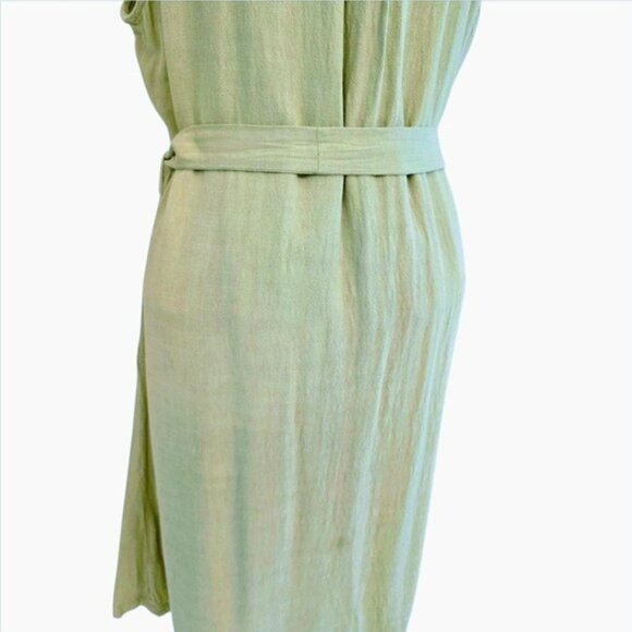 Zenobia Women's Mini Dress Size 1XL Light Green Button Down Sleeveless Tie Belt - Picture 13 of 16